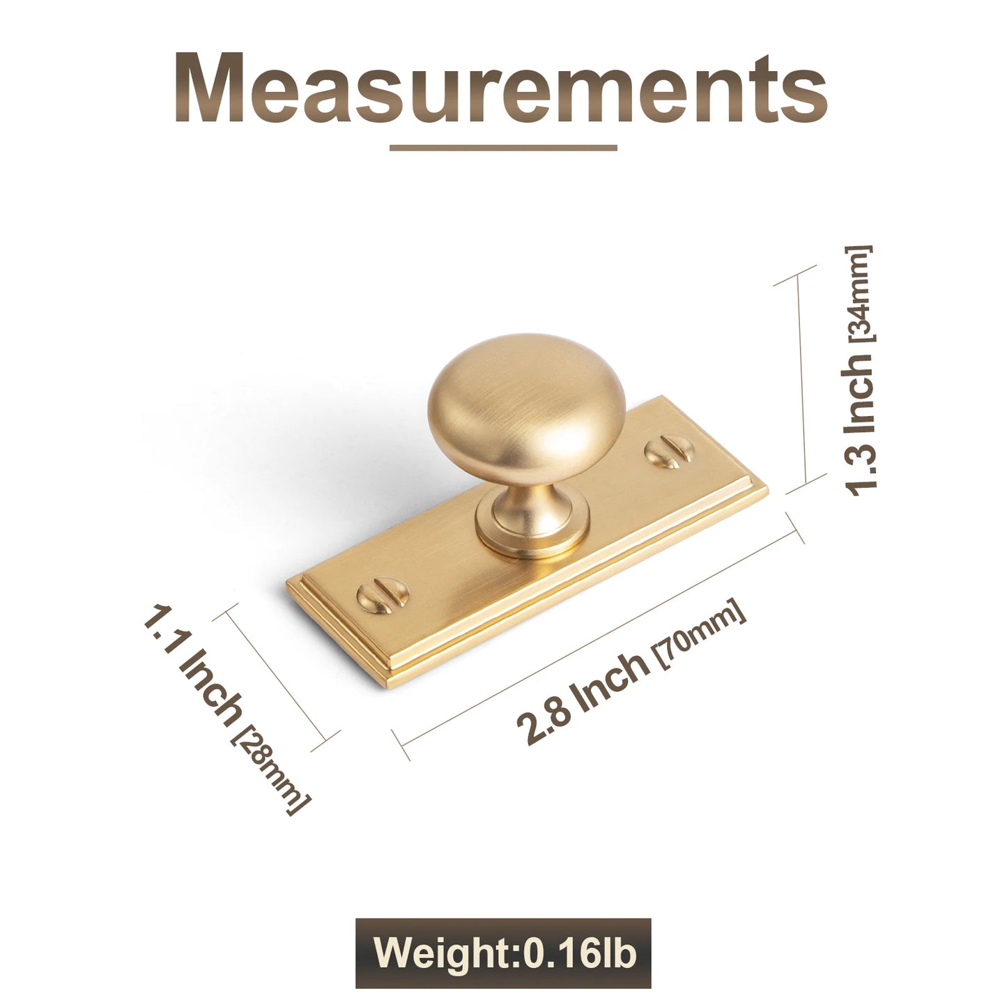 The Single-Hole Backplate Cabinet Knob (6-Pack) — Brushed Brass