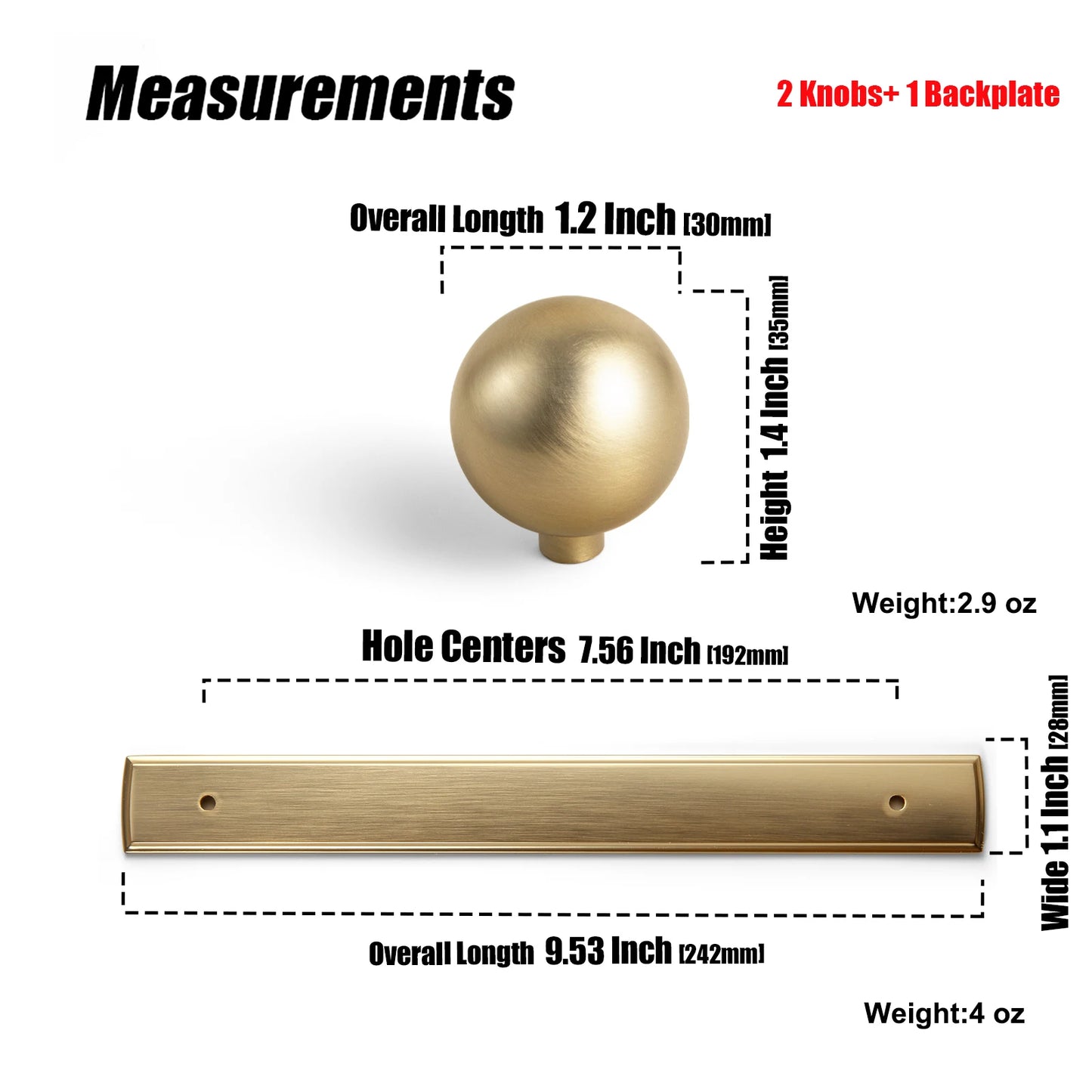 The Long Backplate Cabinet Pull (5") — Brushed Brass