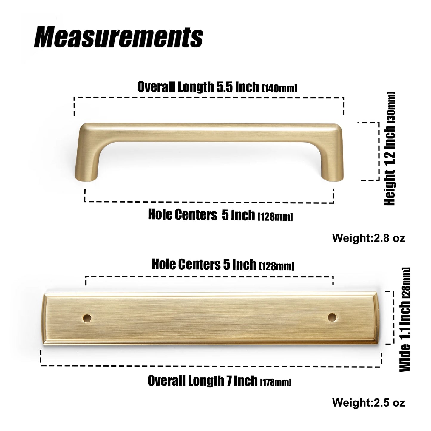 The Long Backplate Cabinet Pull (5") — Brushed Brass