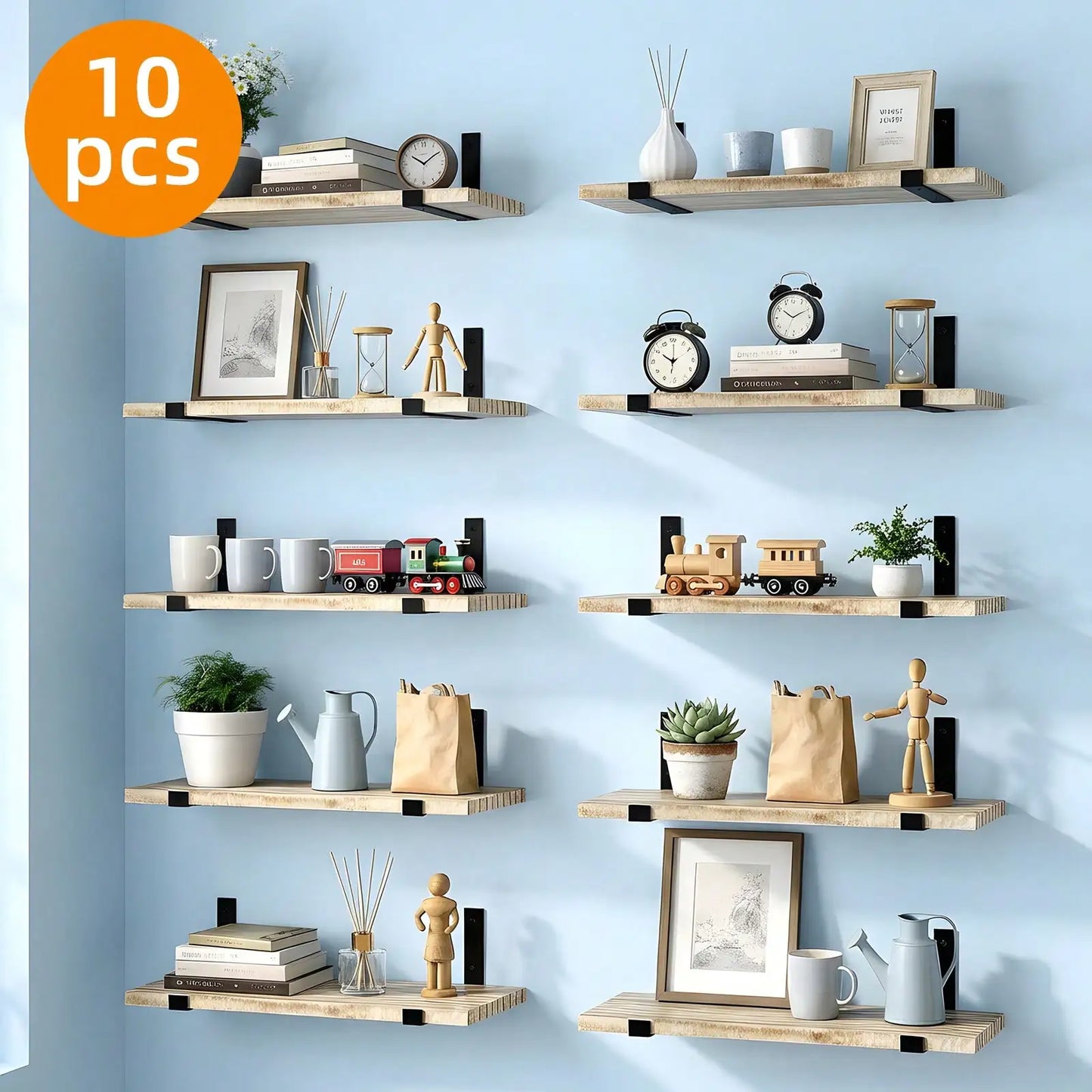 The Rustic Floating Wall Shelf, 4.7" — Natural Wood