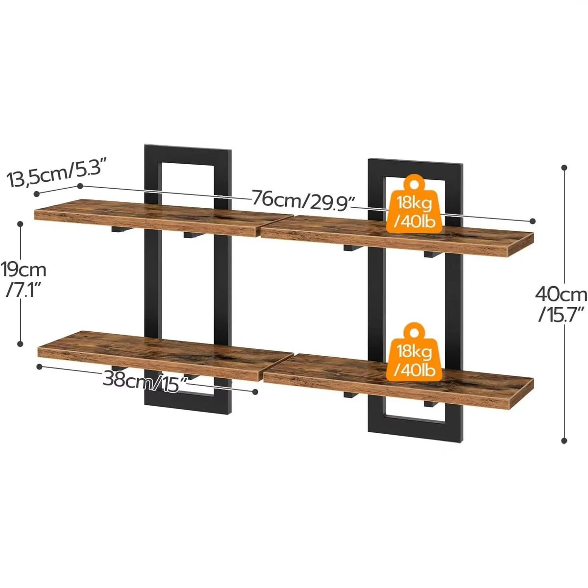 The Heavyweight Floating Wall Shelf (Set of 2), 15" — Natural Wood