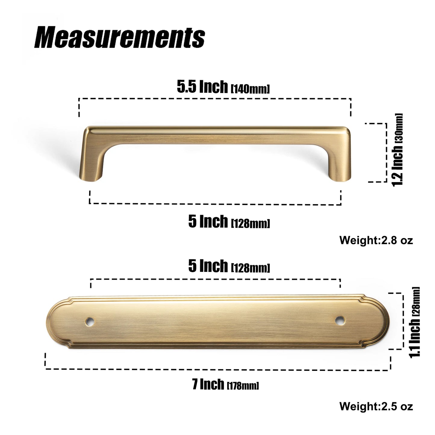 The Long Backplate Cabinet Pull (5") — Brushed Brass