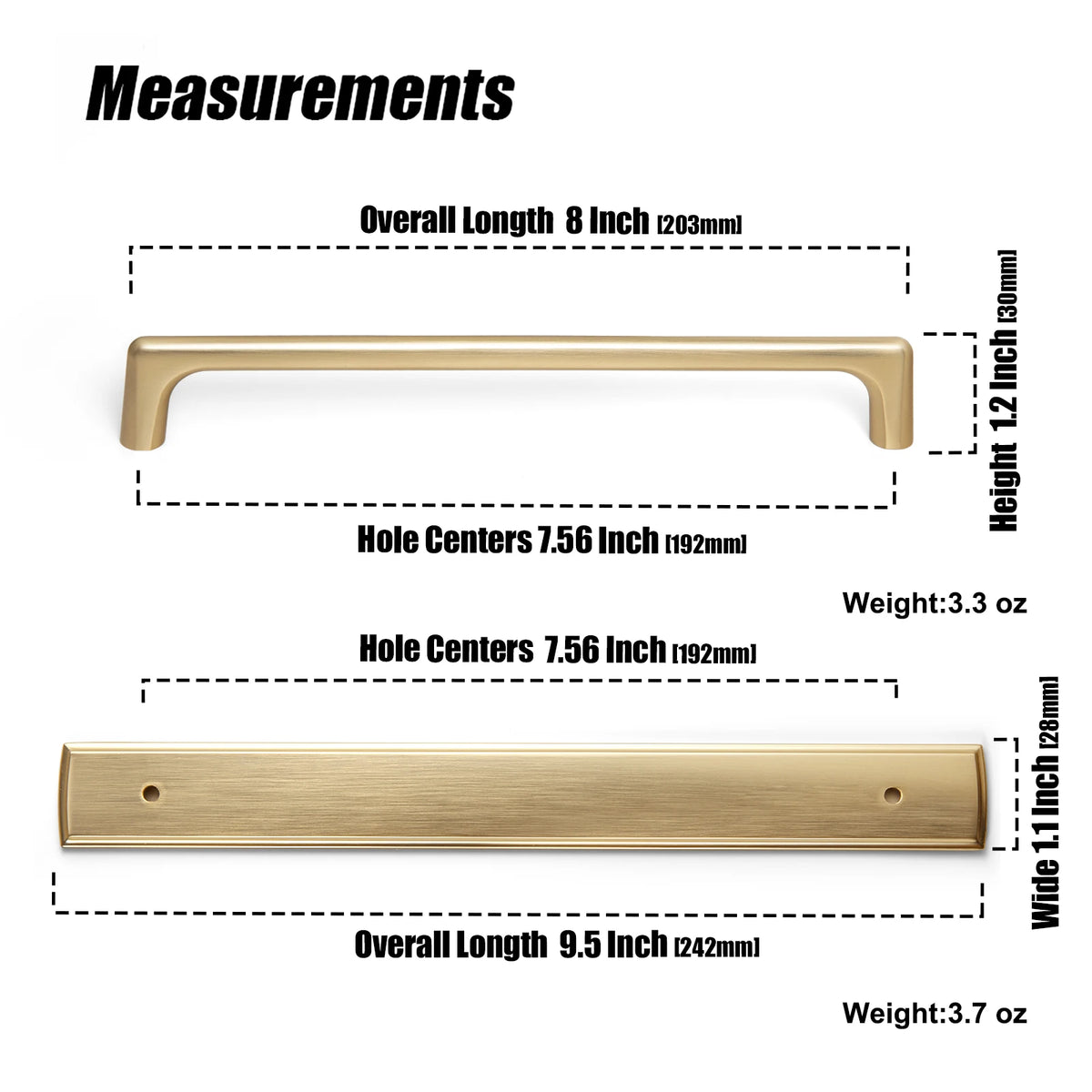 The Long Backplate Cabinet Pull (5") — Brushed Brass