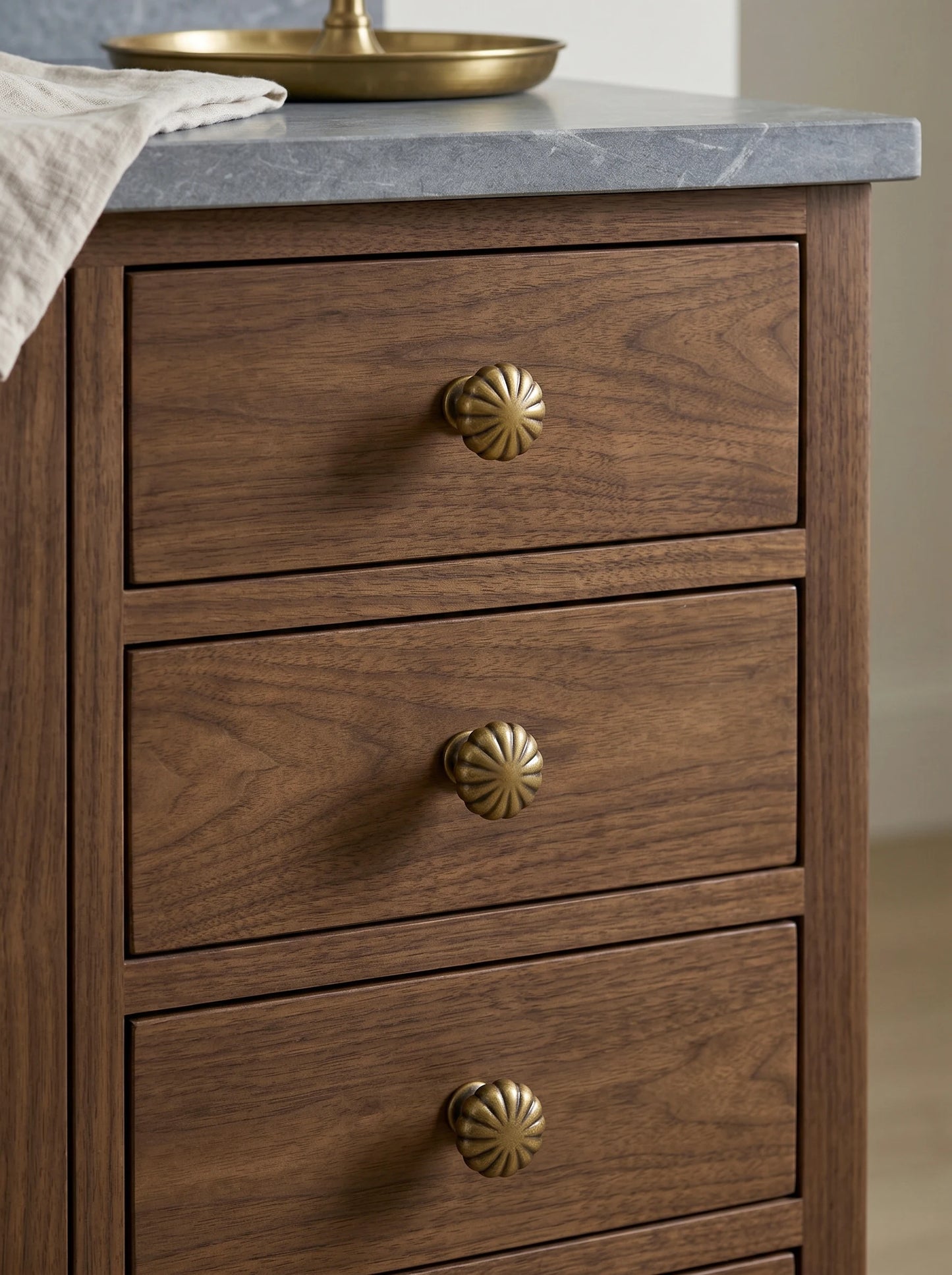 The Vintage Round Cabinet Knob (6-Pack) — Brushed Brass