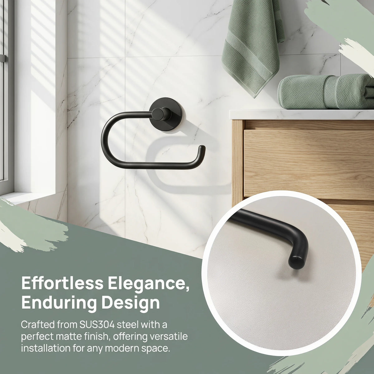 Toilet & Towel Holder - Black, Chrome, Gold