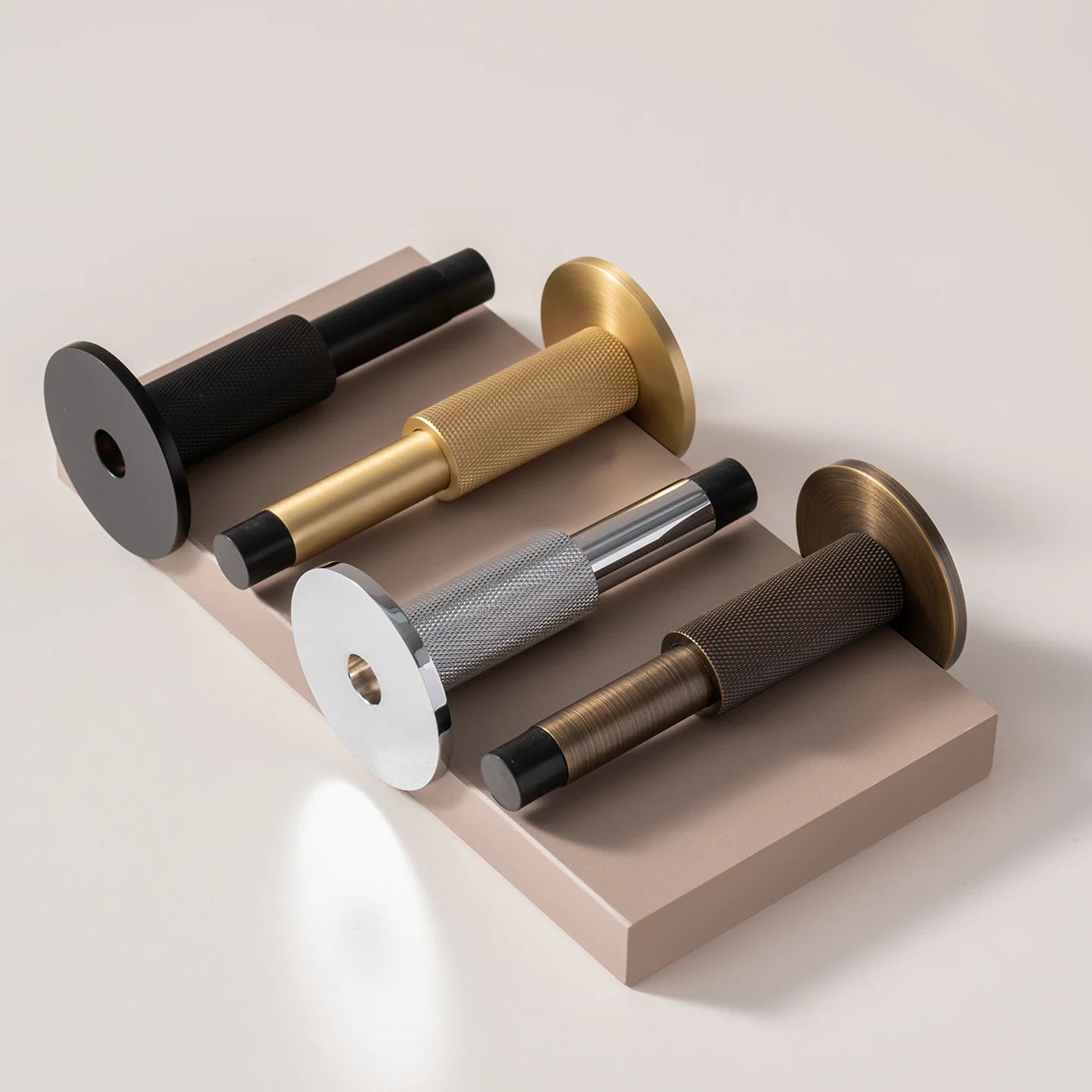 The Knurled Adjustable Floor & Wall Door Stop — Brushed Brass