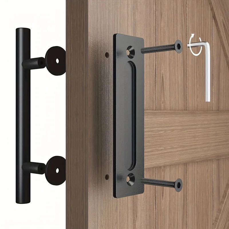 The Flush-Mount Sliding Barn Door Handle — Matte Black