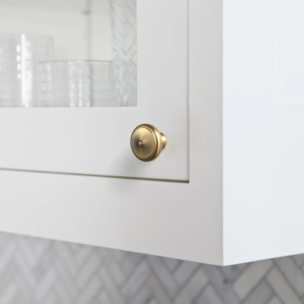 The Center-Button Cabinet Knob (6-Pack) — Brushed Brass