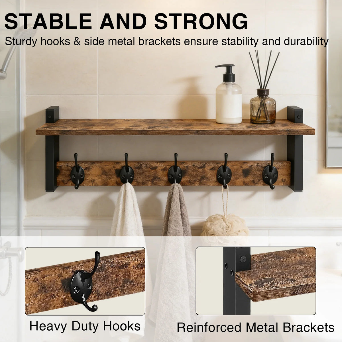 The Entryway Hook Rail (5-Hook) — Natural Wood