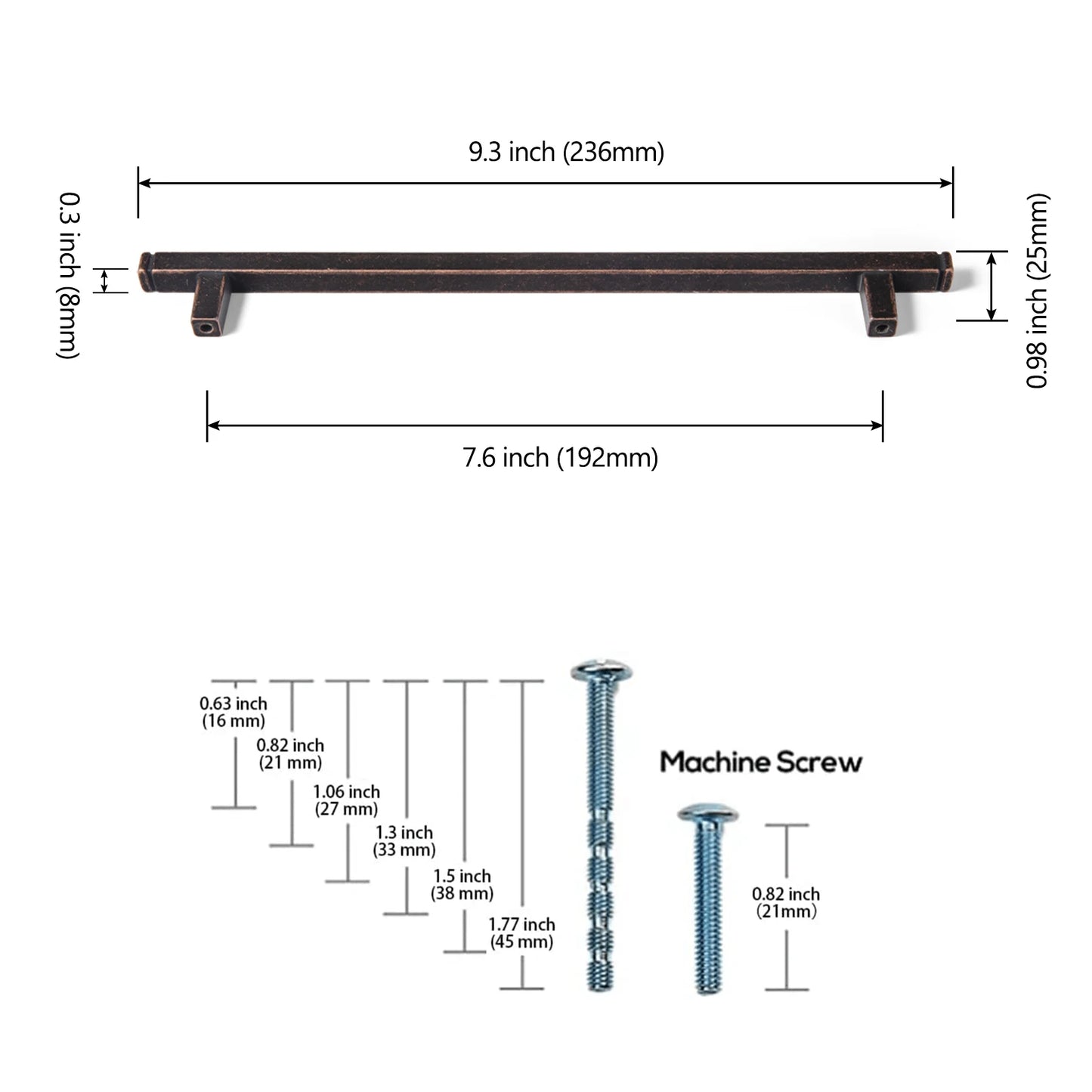 The Straight Drawer Bar Pull — Oil-Rubbed Bronze