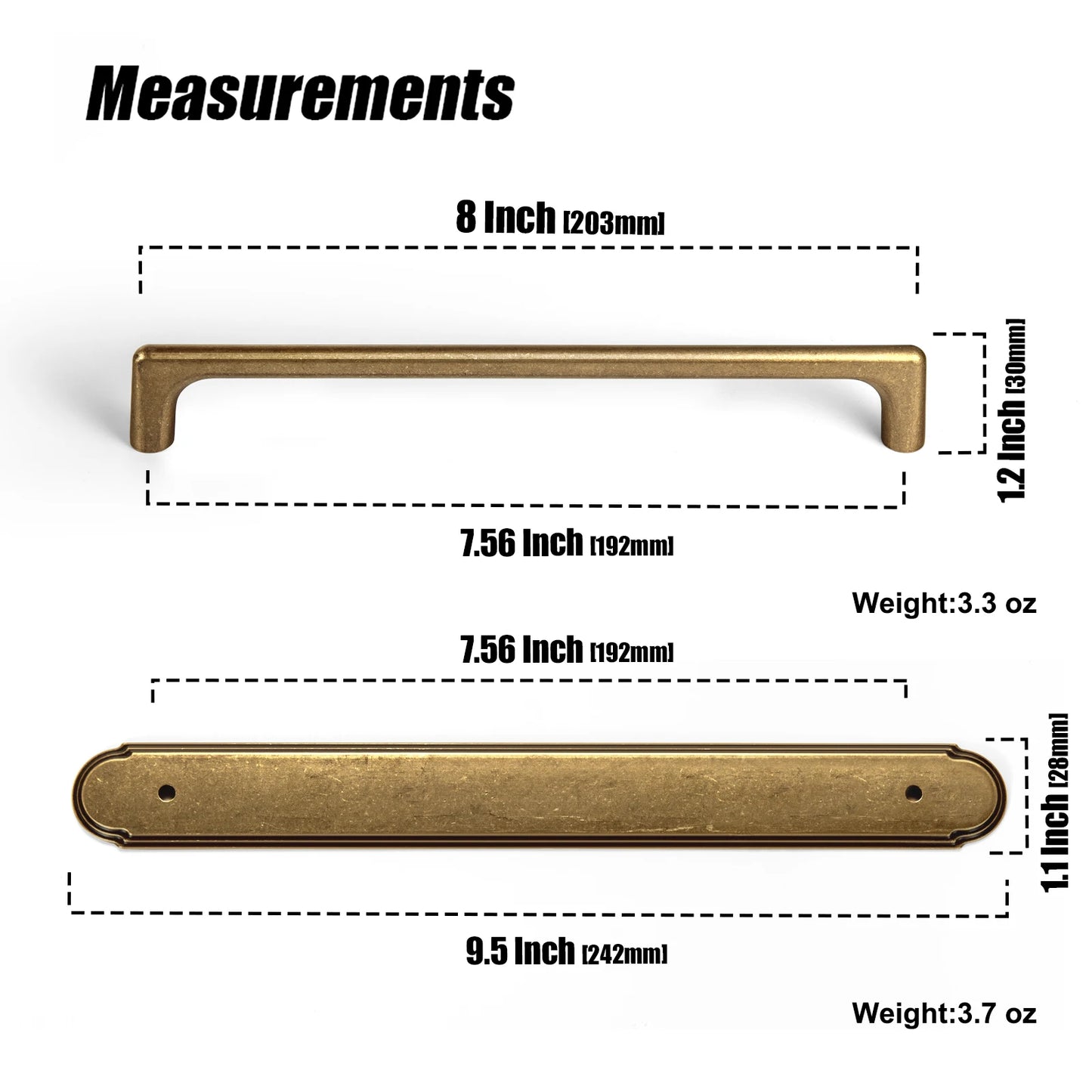 The Long Backplate Cabinet Pull (5") — Brushed Brass