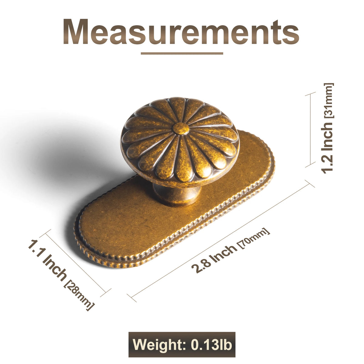 The Serrated Oval Backplate Drawer Knob (6-Pack), 1-3/8" — Brushed Brass