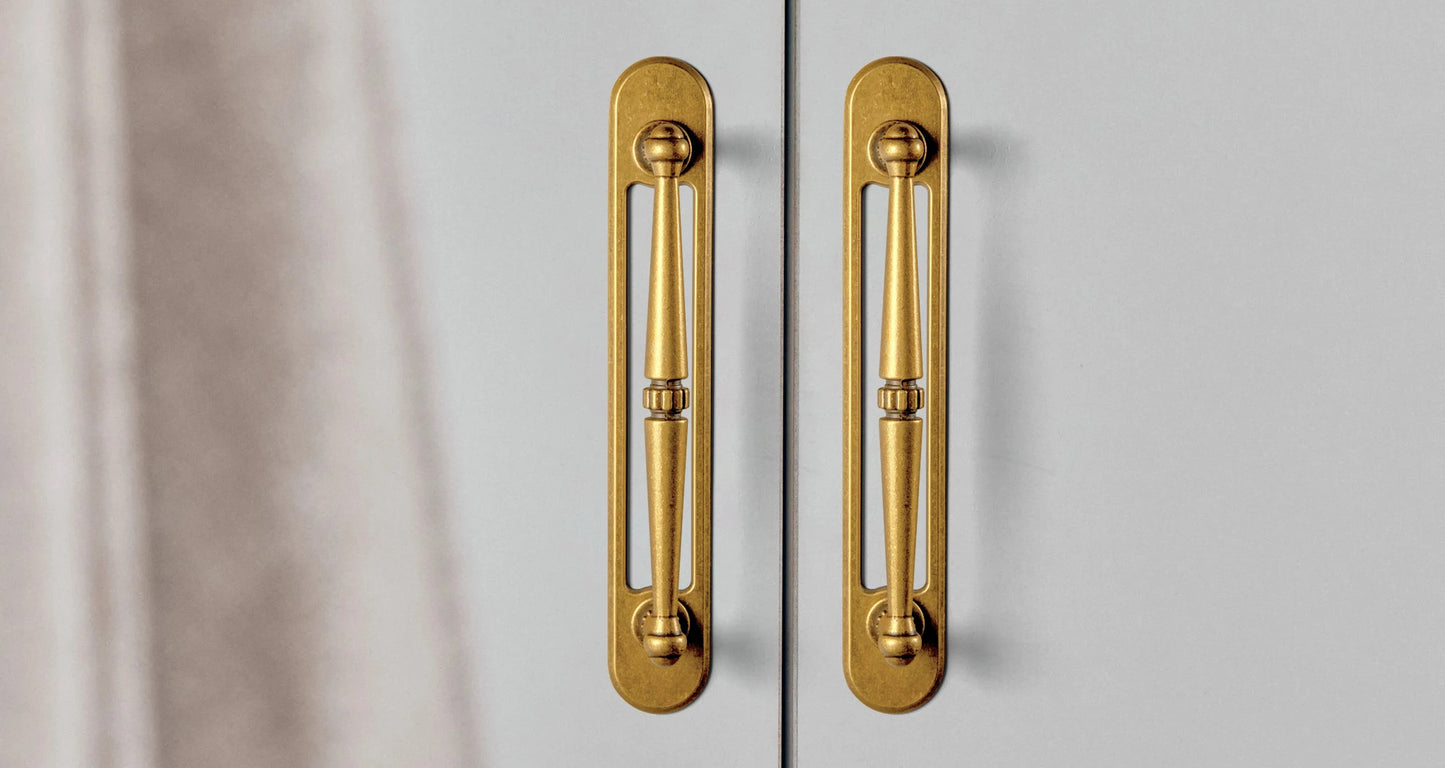 The Vintage Bar Backplate Cabinet Pull (Set of 2) — Brushed Brass