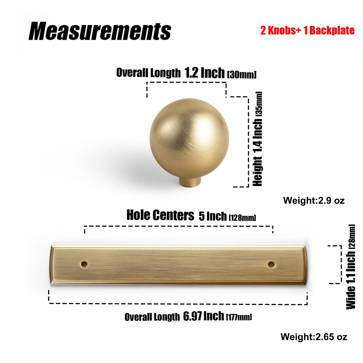 The Long Backplate Cabinet Pull (5") — Brushed Brass