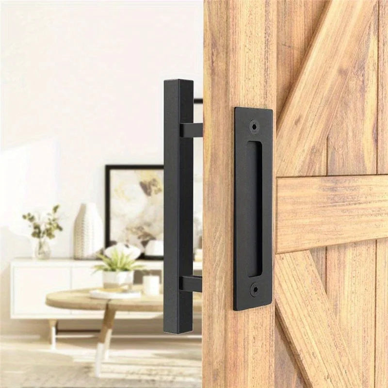The Flush-Mount Sliding Barn Door Handle — Matte Black