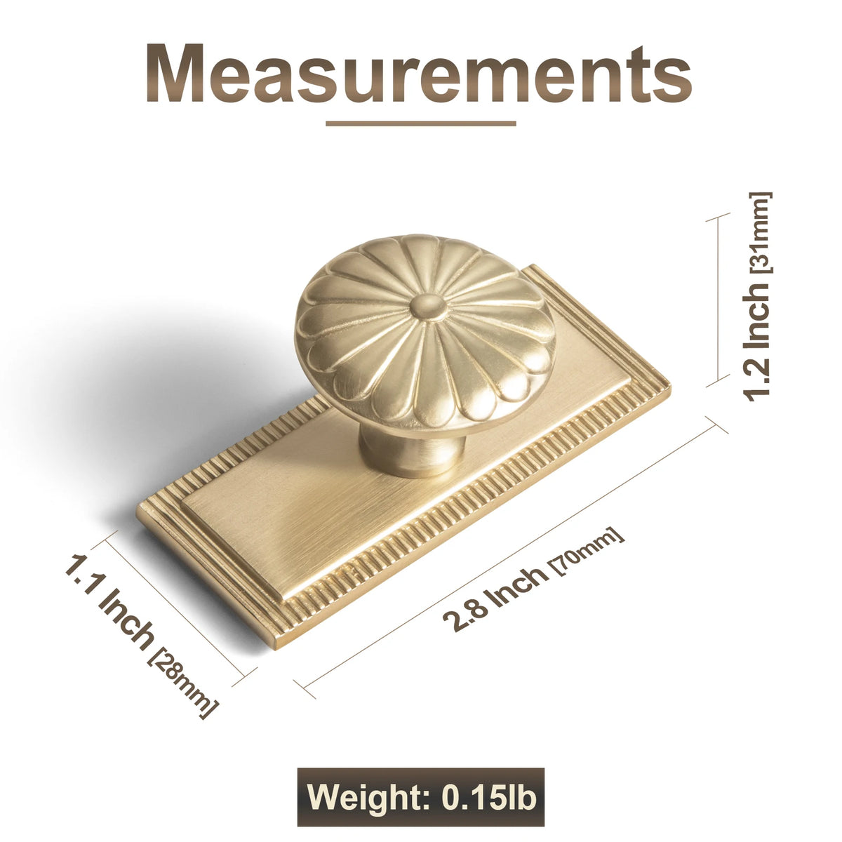 The Serrated Oval Backplate Drawer Knob (6-Pack), 1-3/8" — Brushed Brass