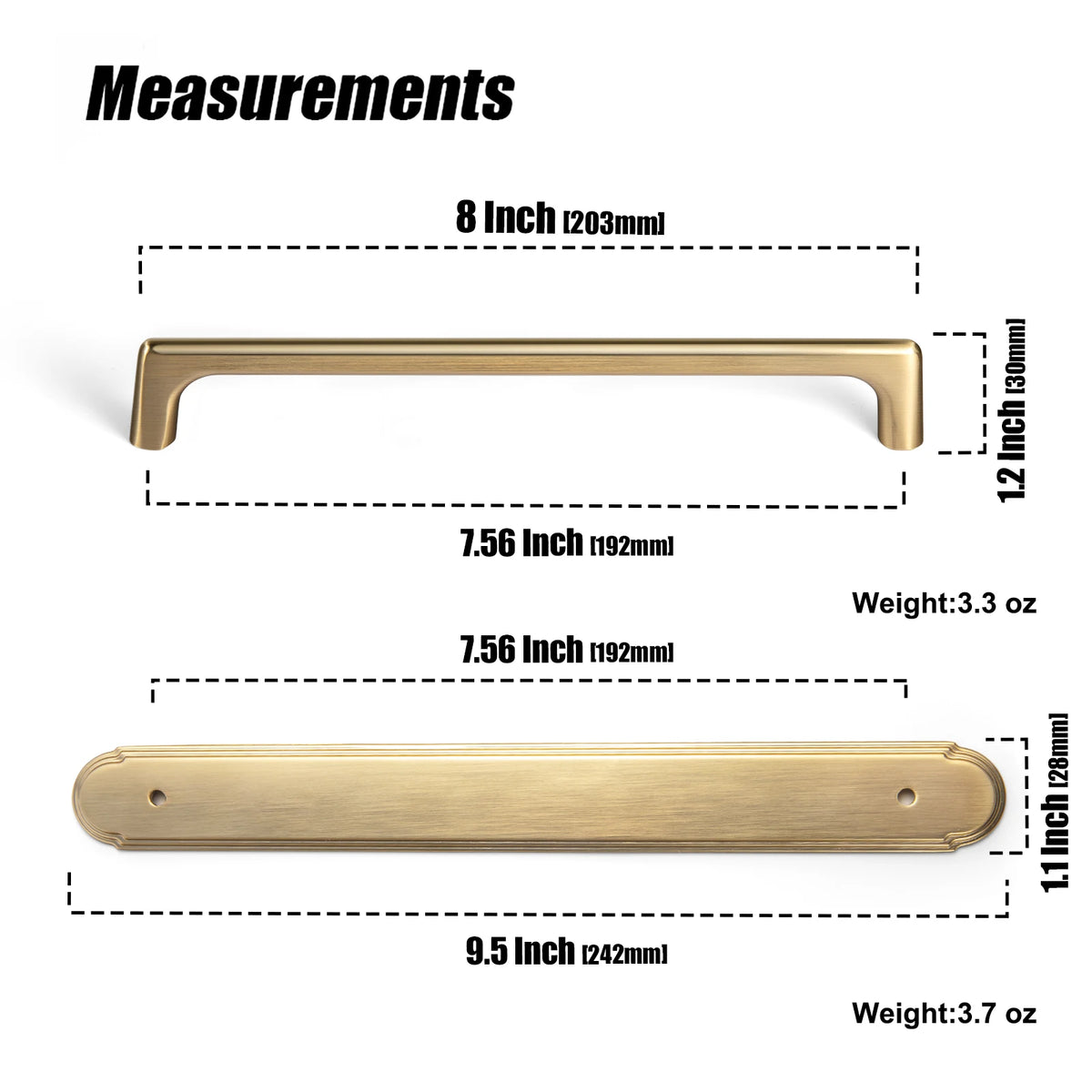 The Long Backplate Cabinet Pull (5") — Brushed Brass