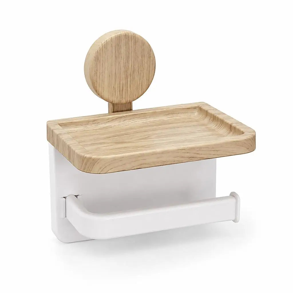 Punch‑Free Toilet Holder-Wood‑Grain