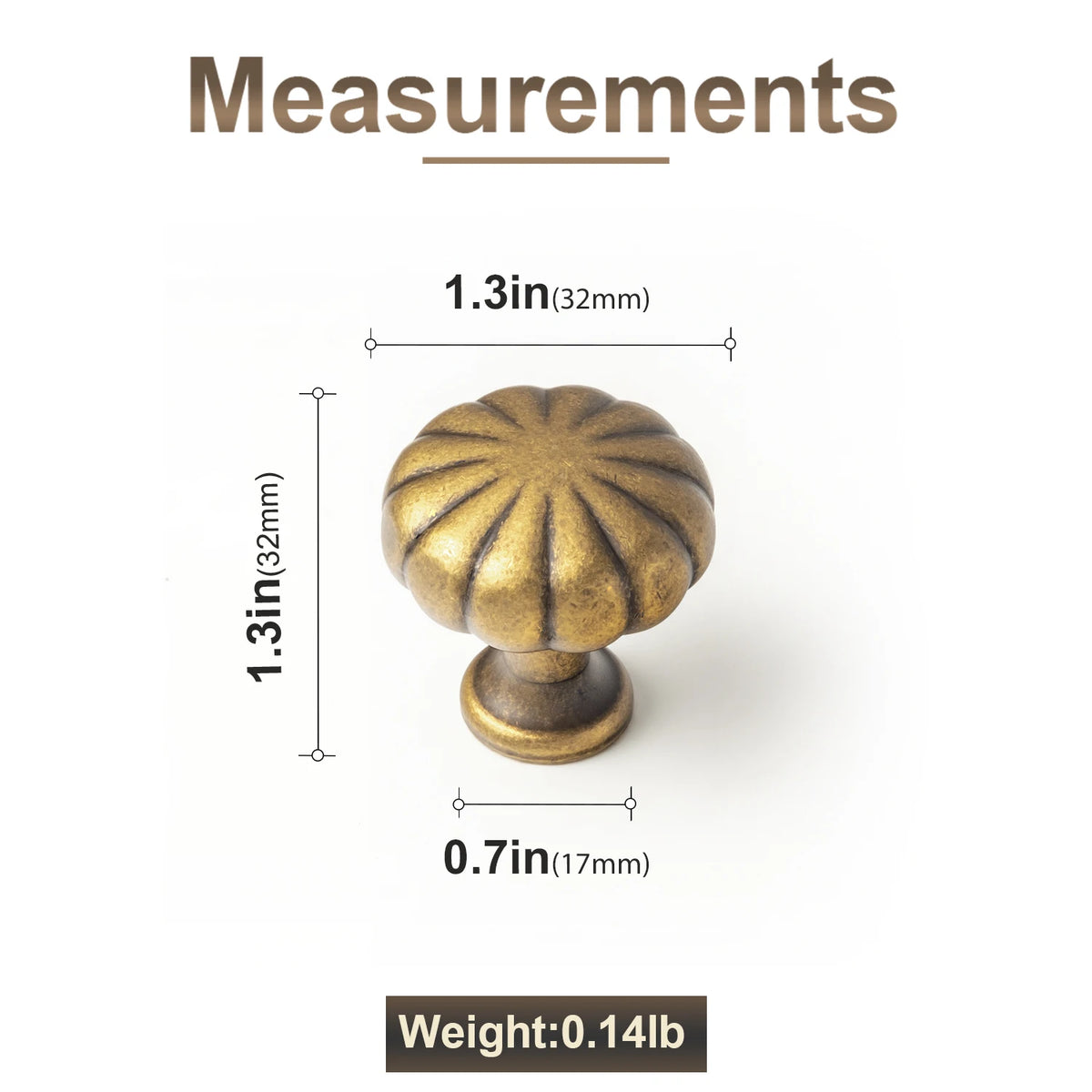 The Vintage Round Cabinet Knob (6-Pack) — Brushed Brass
