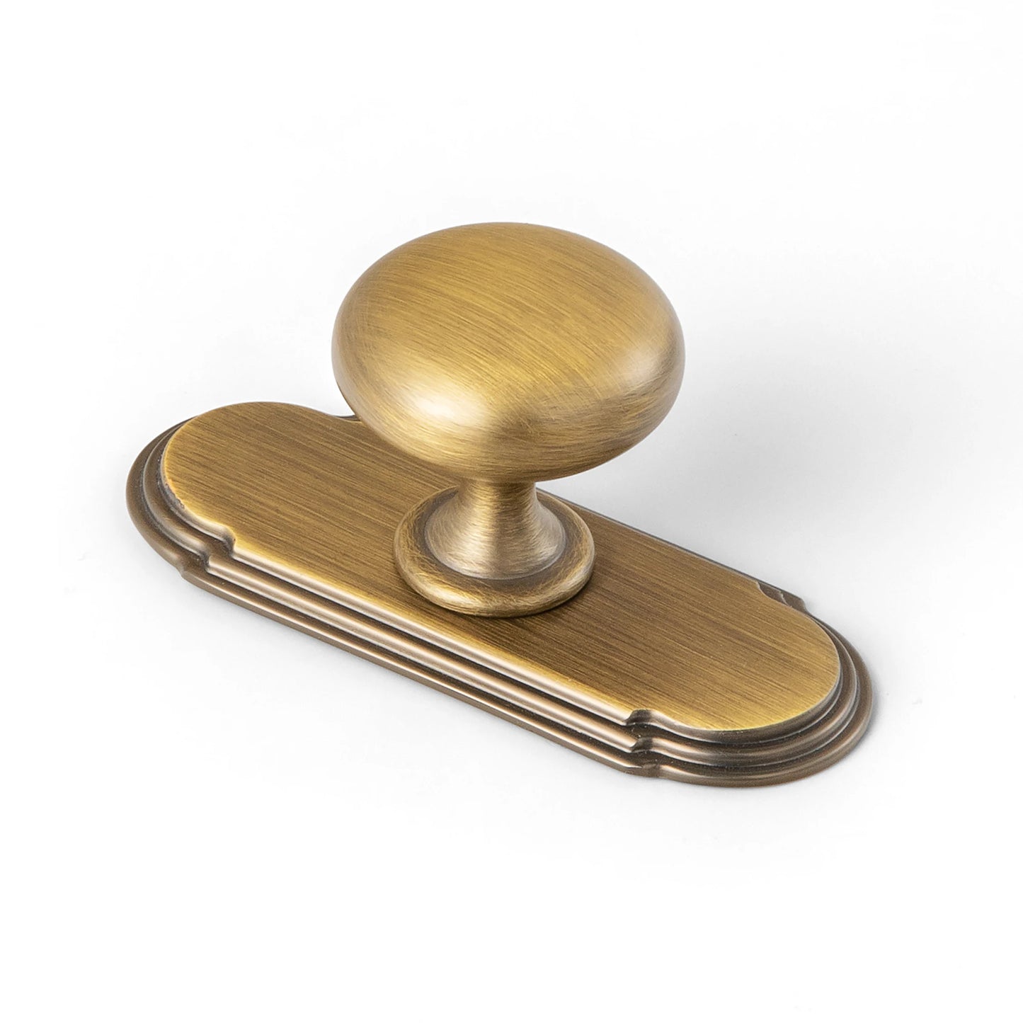 The Single-Hole Backplate Cabinet Knob (6-Pack) — Brushed Brass