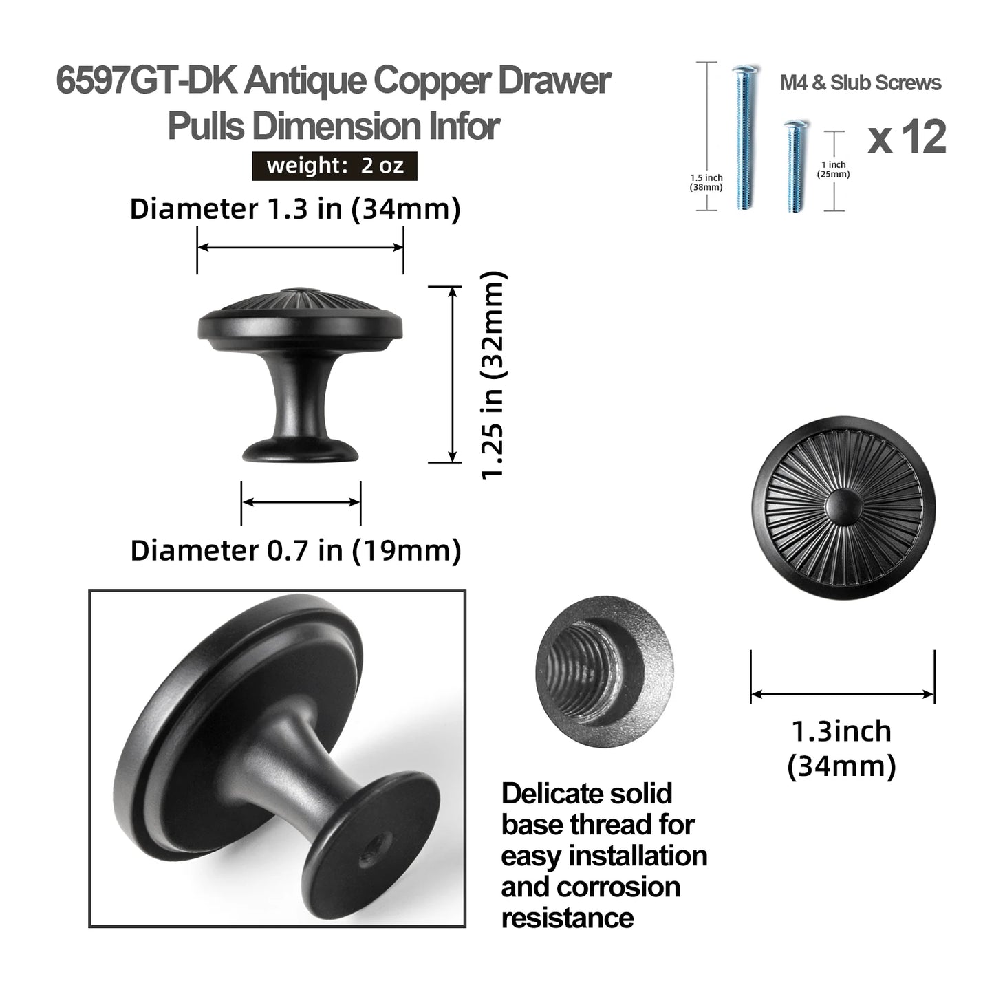 The Modern Dresser Knob (6-Pack) — Brushed Brass