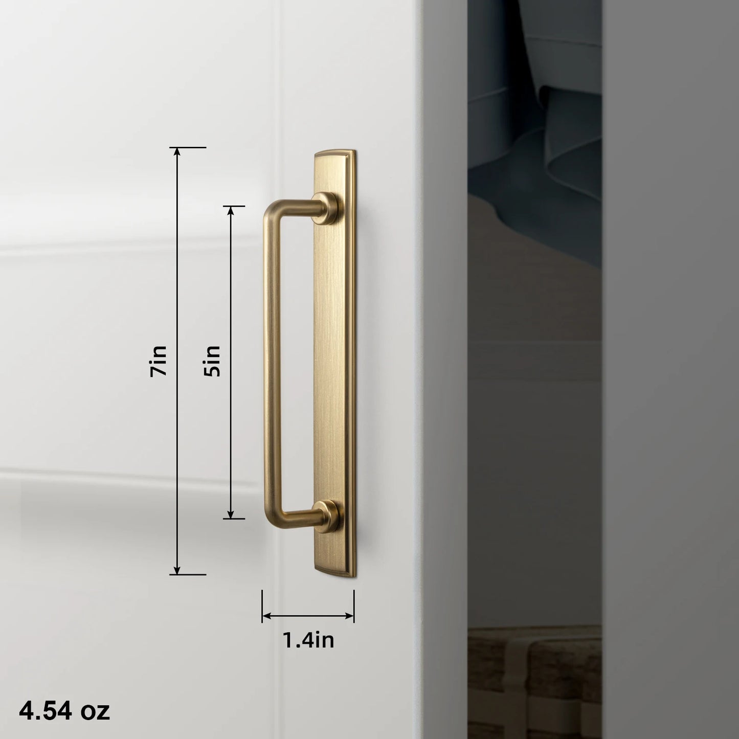 The Long Backplate Cabinet Pull (5") — Brushed Brass