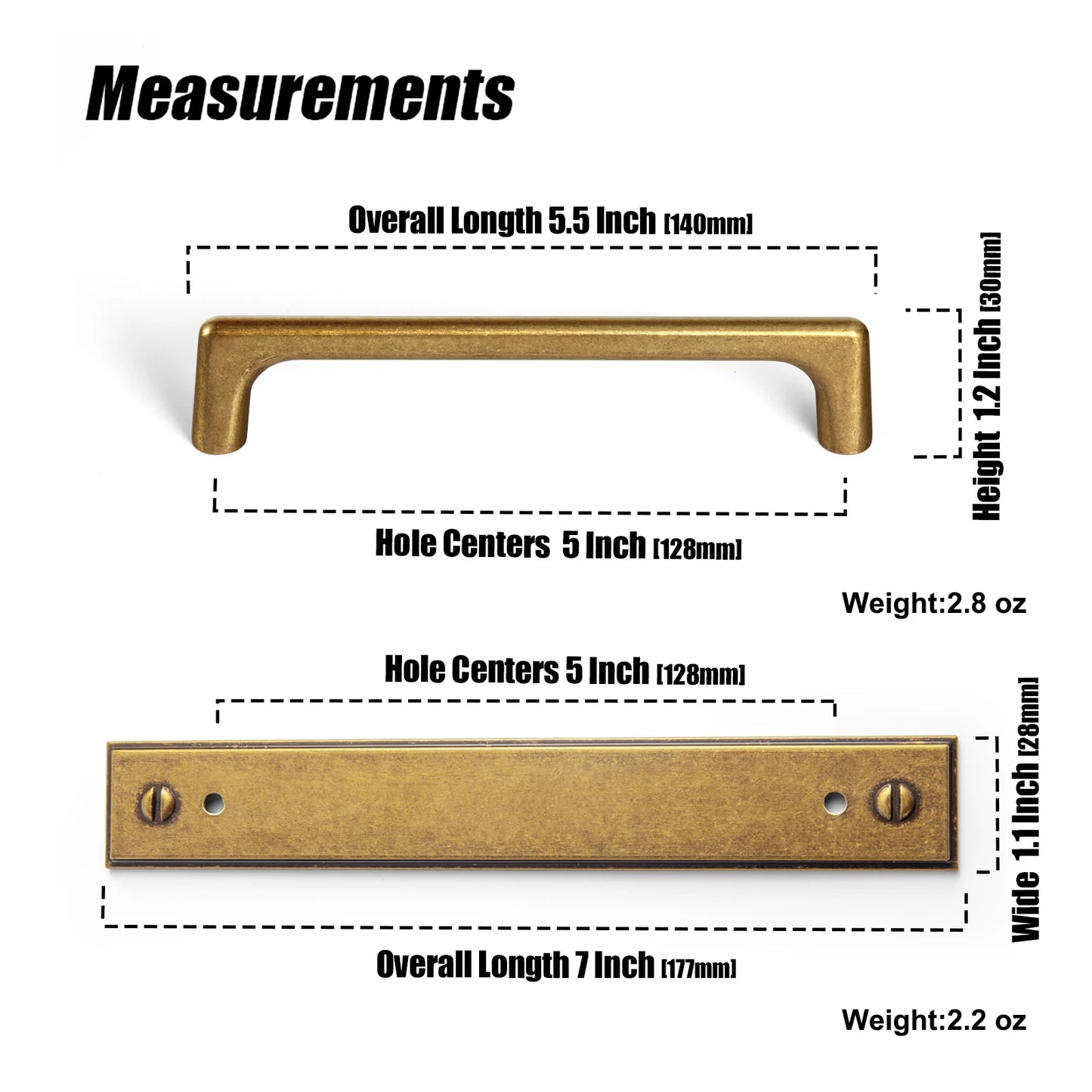 The Long Backplate Cabinet Pull (5") — Brushed Brass