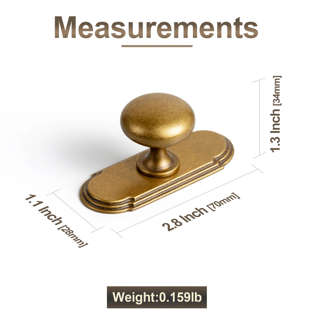 The Single-Hole Backplate Cabinet Knob (6-Pack) — Brushed Brass