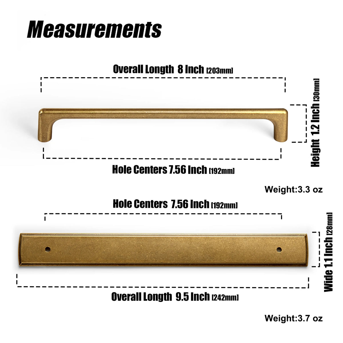 The Long Backplate Cabinet Pull (5") — Brushed Brass