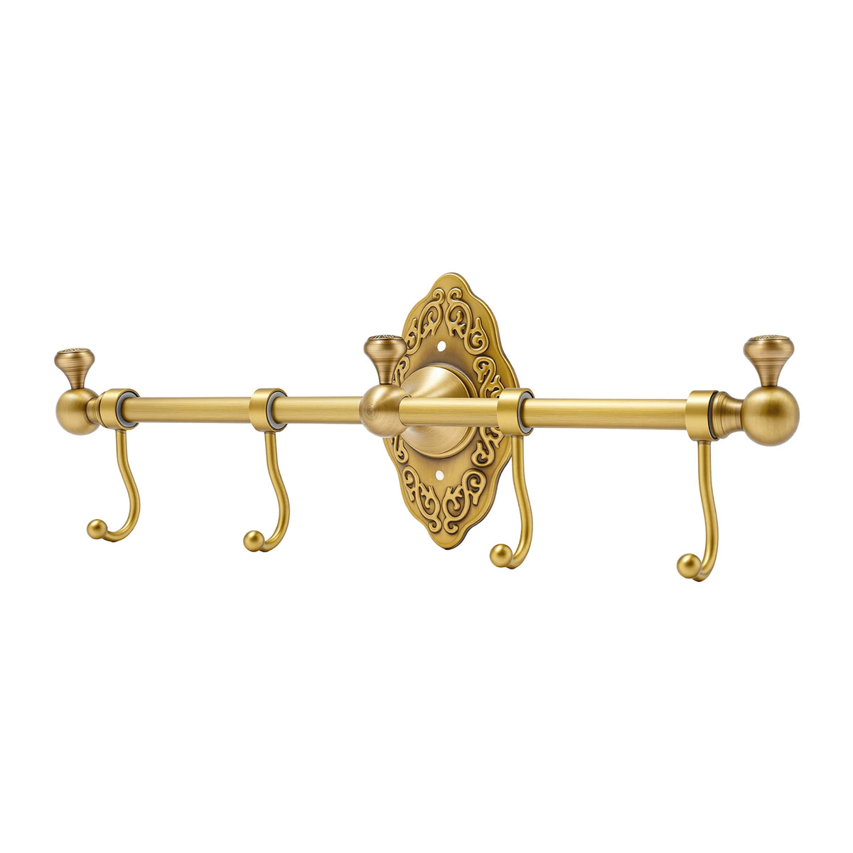 The Gallery Towel & Garment Rack (4-Hook) — Brushed Brass