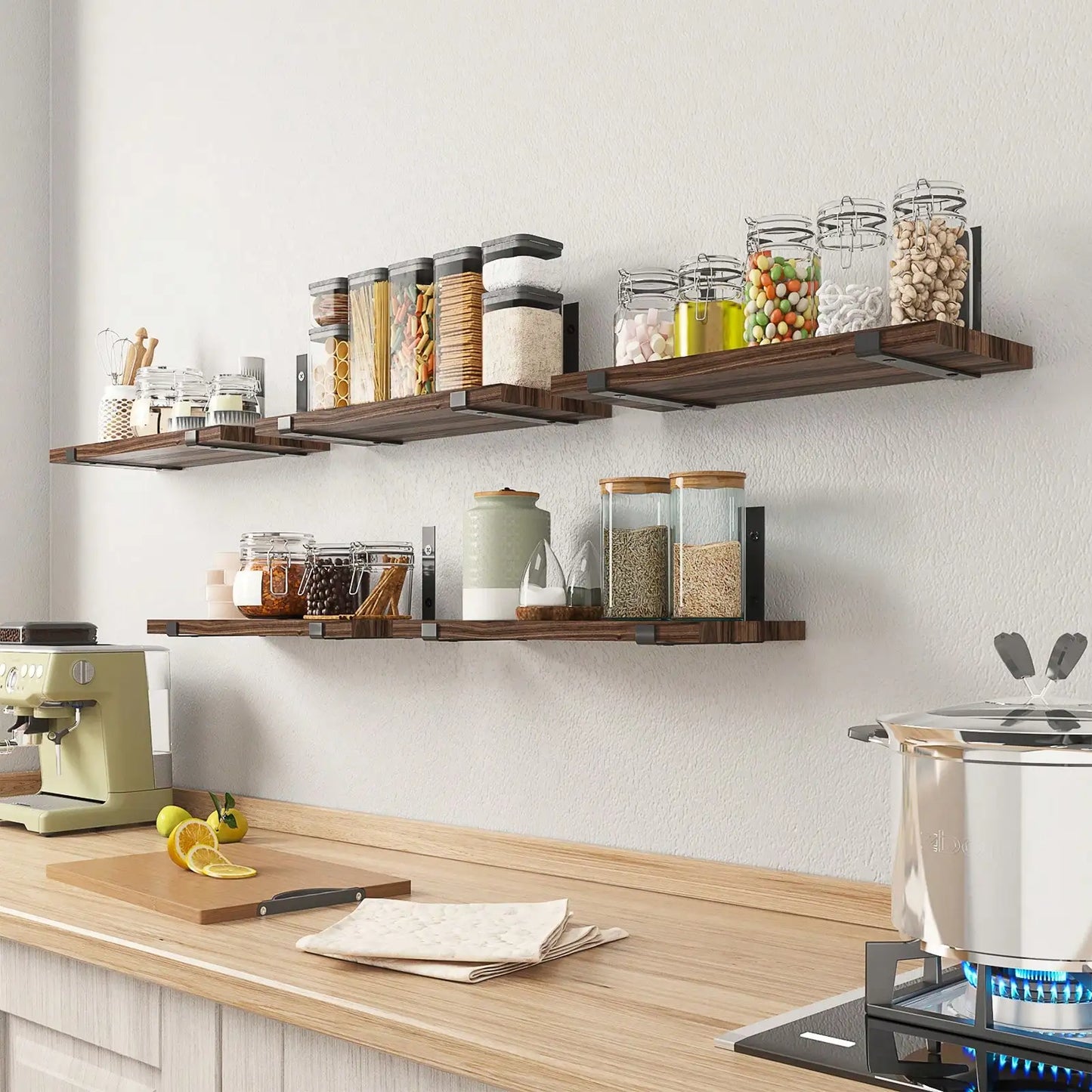 The Rustic Floating Wall Shelf, 4.7" — Natural Wood