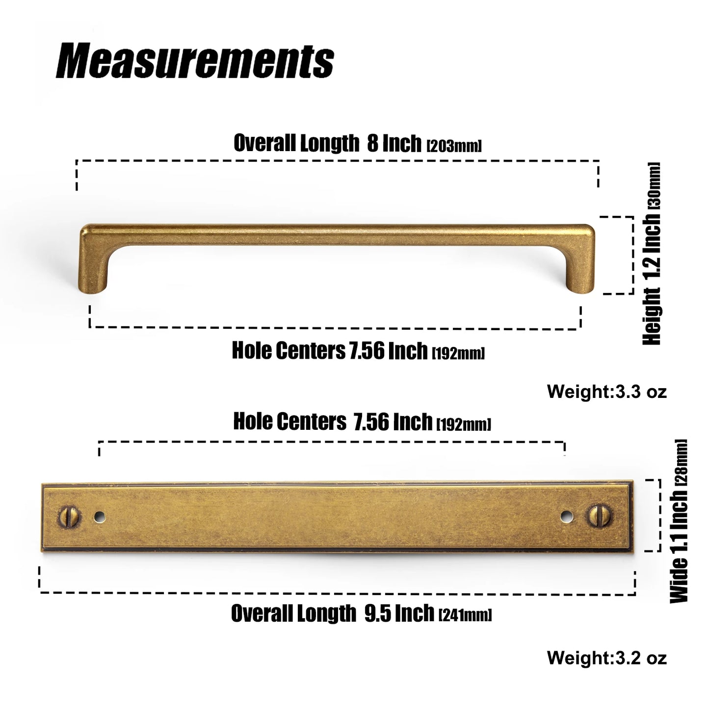 The Long Backplate Cabinet Pull (5") — Brushed Brass