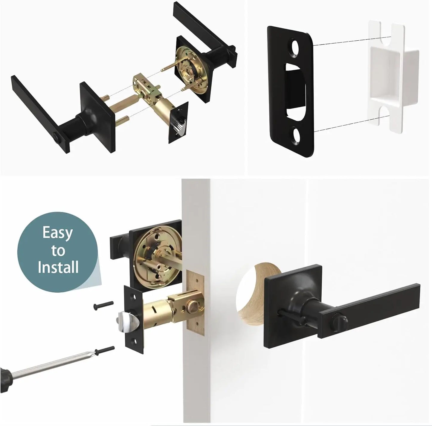 The Foundry Privacy Door Leverset — Satin Nickel & Matte Black