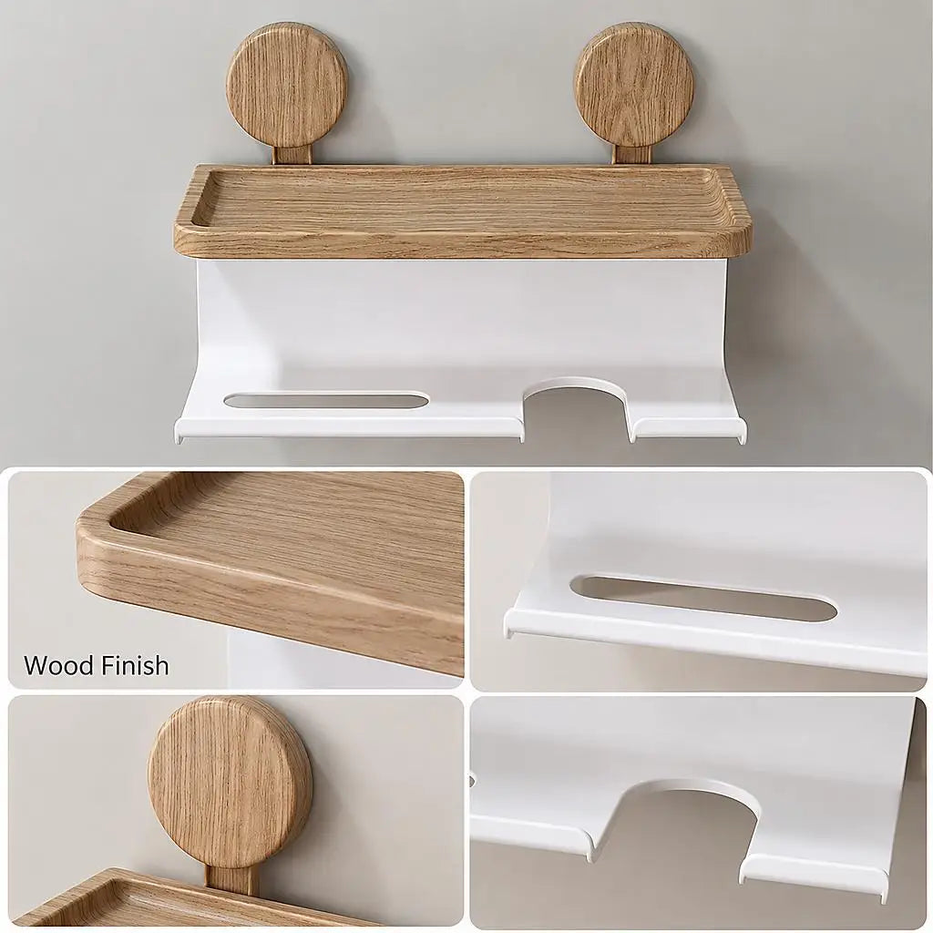 The 3-in-1 Toilet Paper & Accessory Holder — White & Matte Black