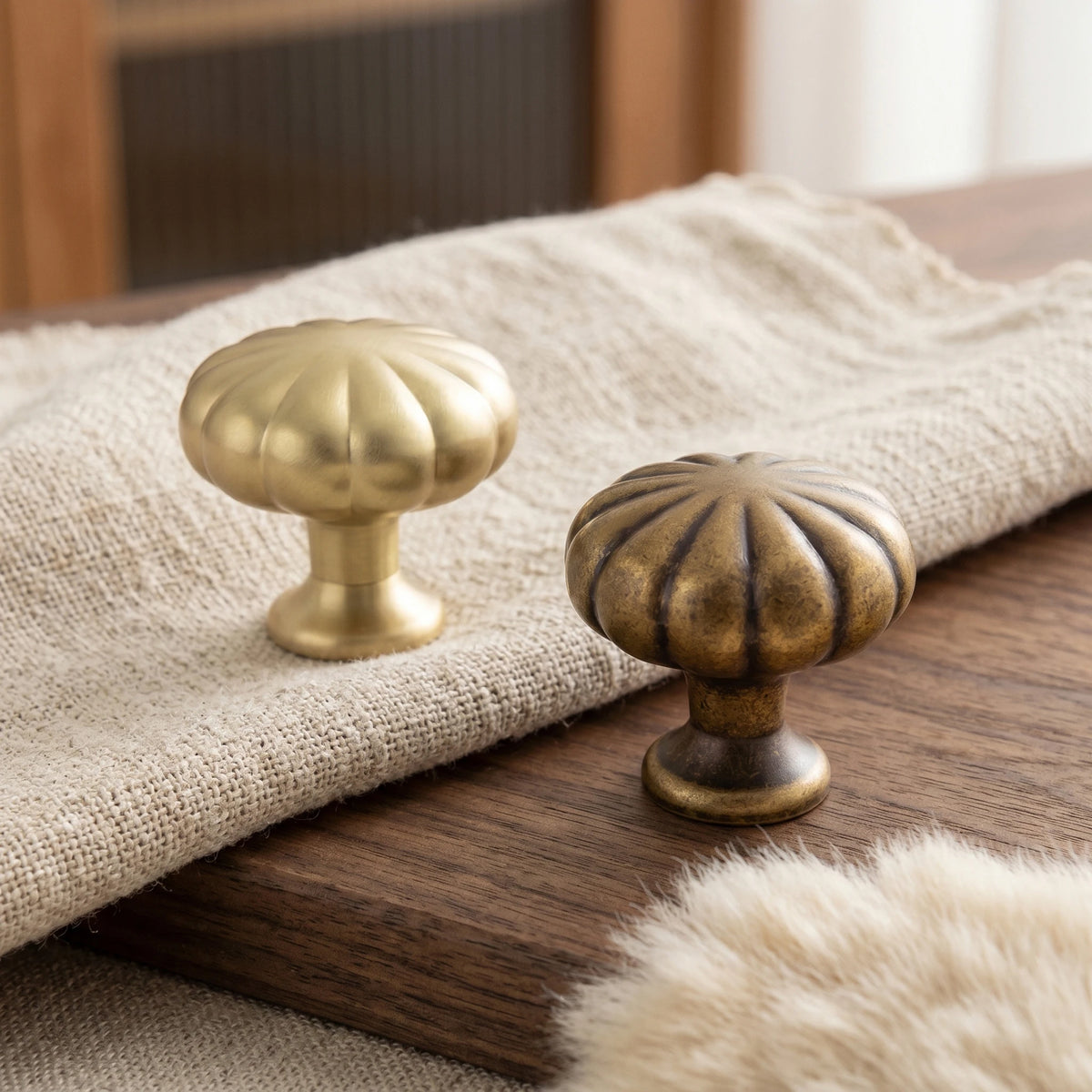 The Vintage Round Cabinet Knob (6-Pack) — Brushed Brass