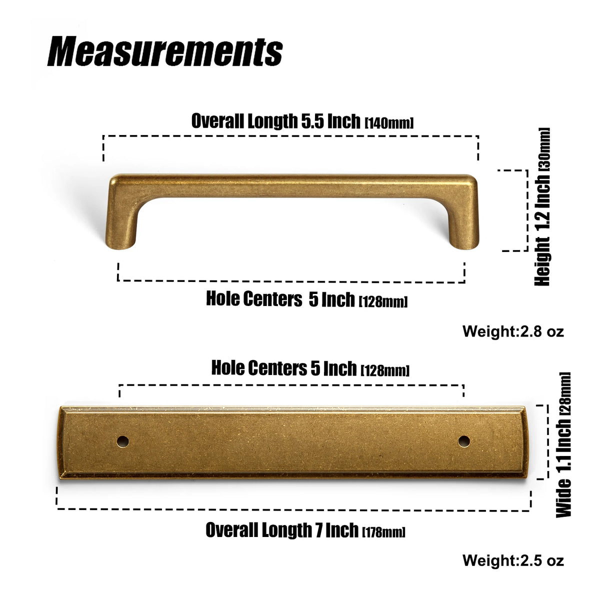 The Long Backplate Cabinet Pull (5") — Brushed Brass