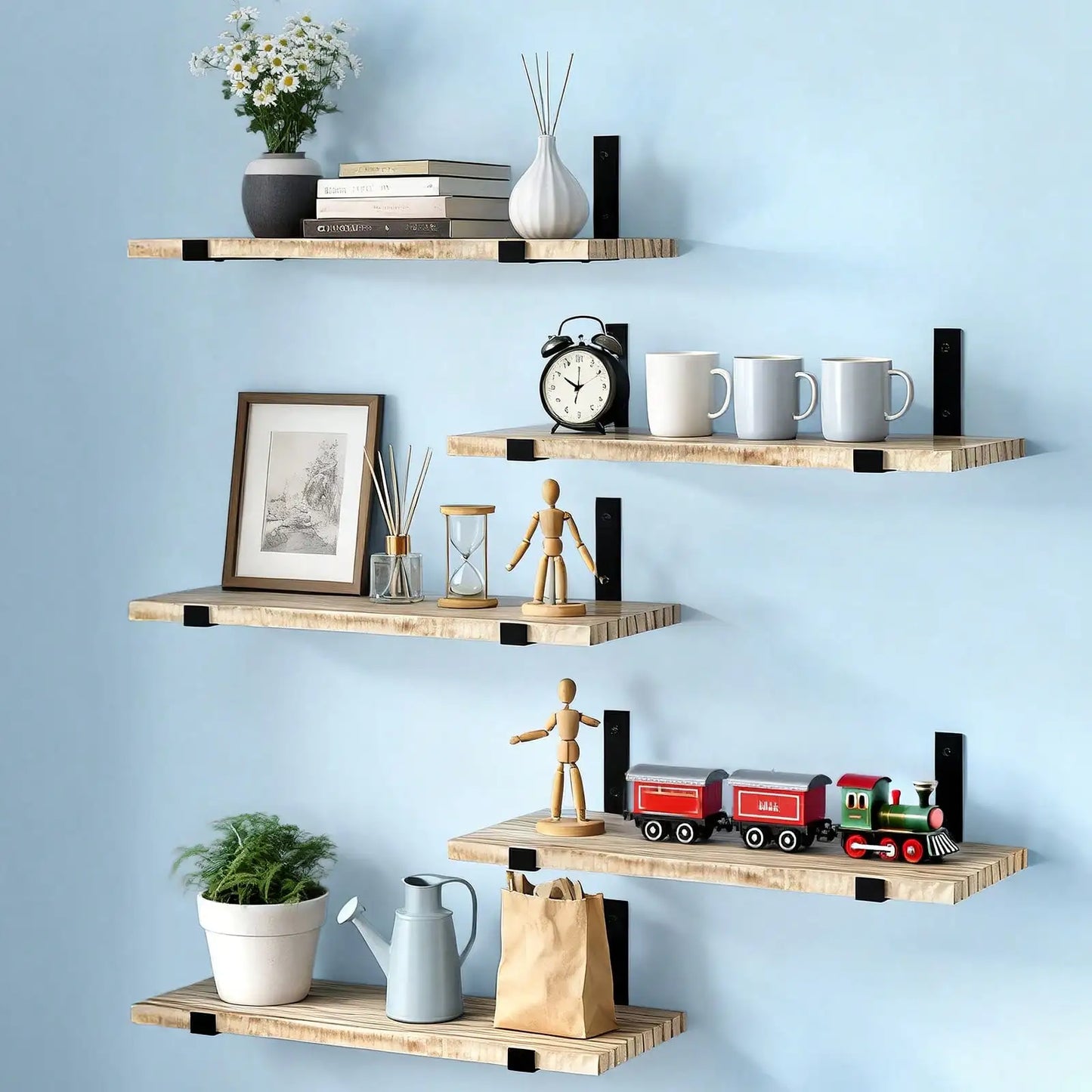 The Rustic Floating Wall Shelf, 4.7" — Natural Wood