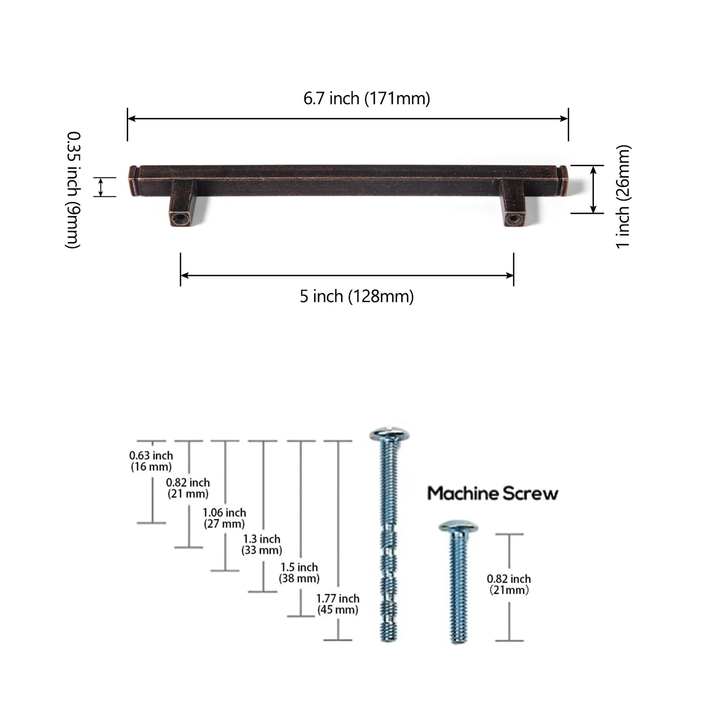 The Straight Drawer Bar Pull — Oil-Rubbed Bronze
