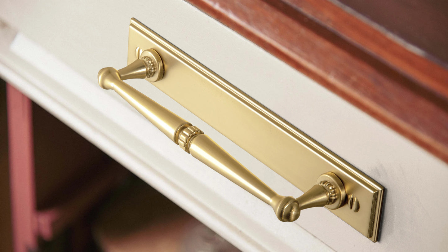 The Vintage Multi-Size Backplate Cabinet Pull (Set of 2) — Brushed Brass
