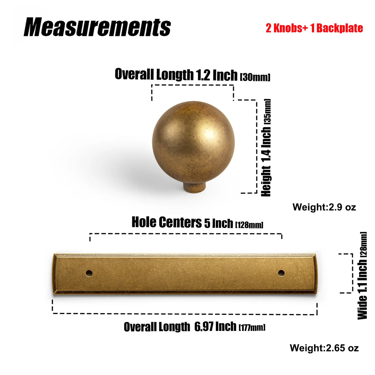 The Long Backplate Cabinet Pull (5") — Brushed Brass