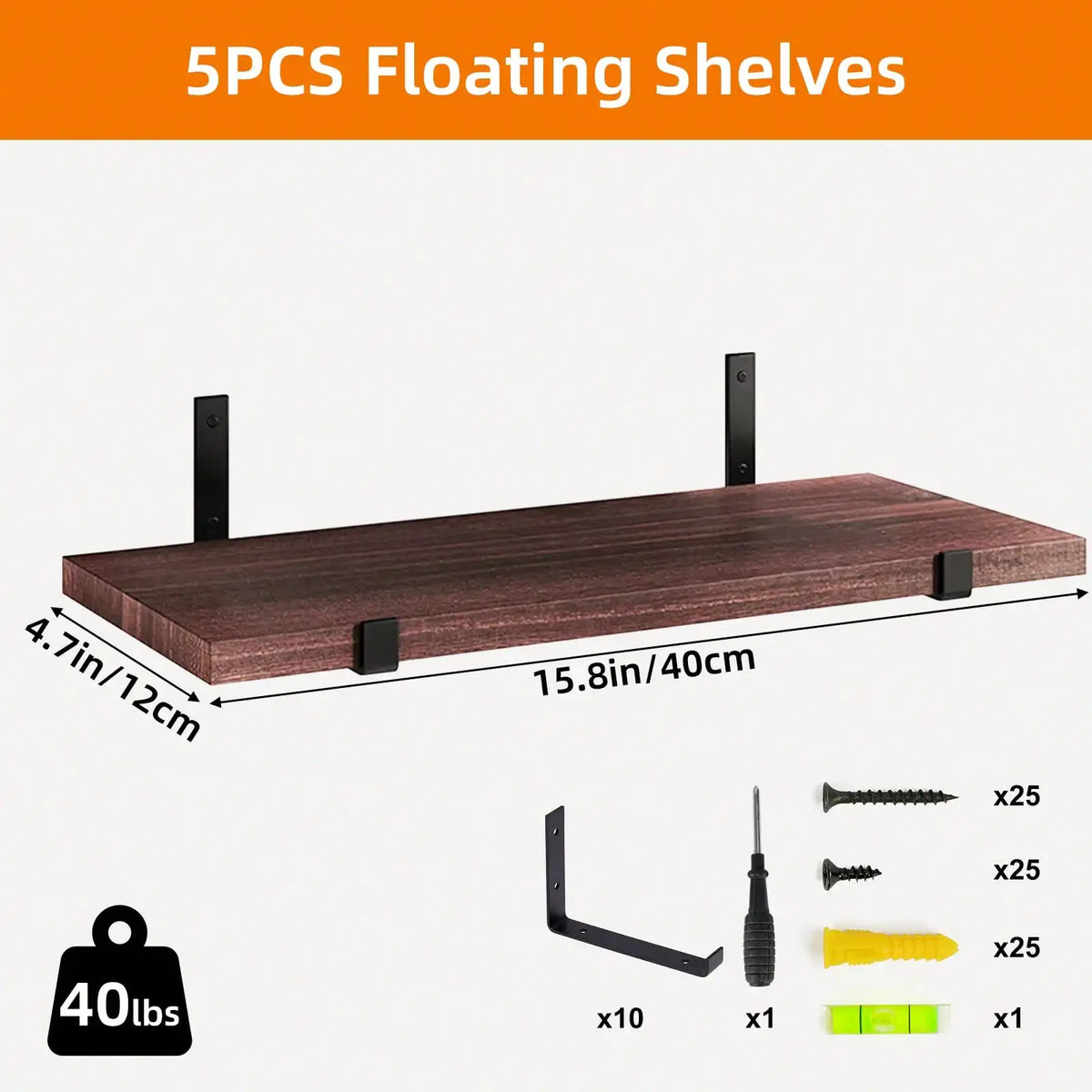 The Rustic Floating Wall Shelf, 4.7" — Natural Wood