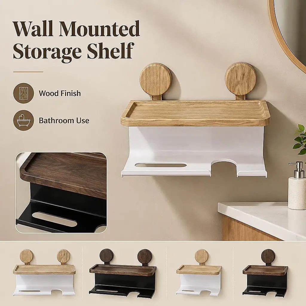 The 3-in-1 Toilet Paper & Accessory Holder — White & Matte Black