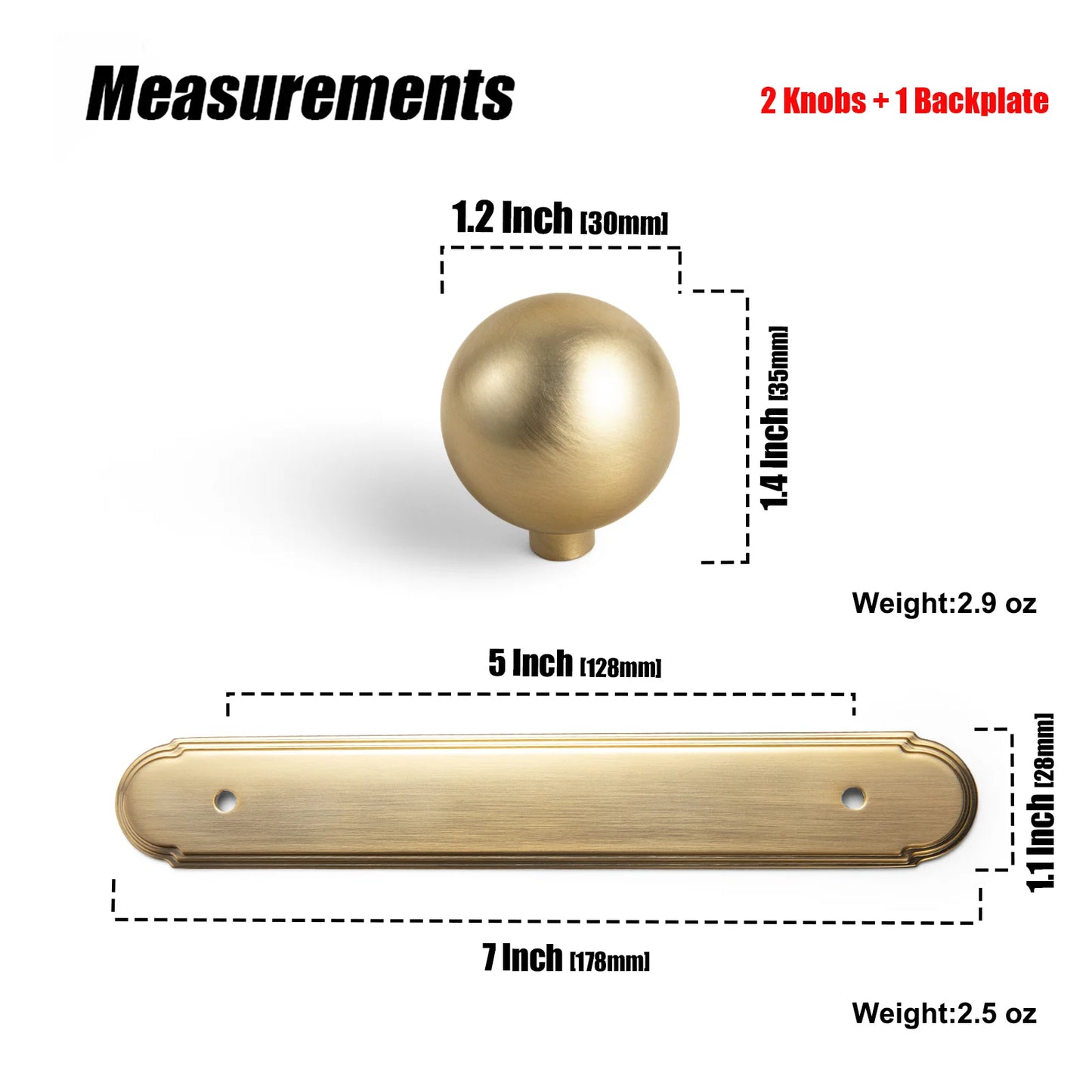 The Long Backplate Cabinet Pull (5") — Brushed Brass