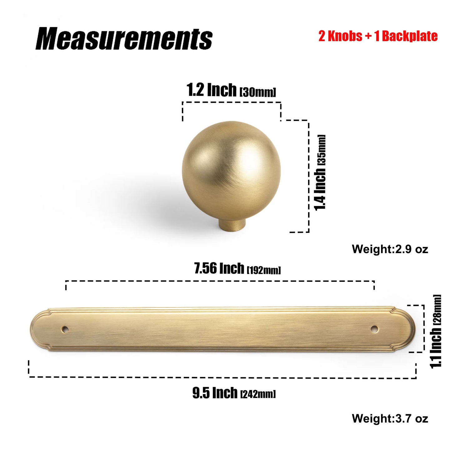 The Long Backplate Cabinet Pull (5") — Brushed Brass