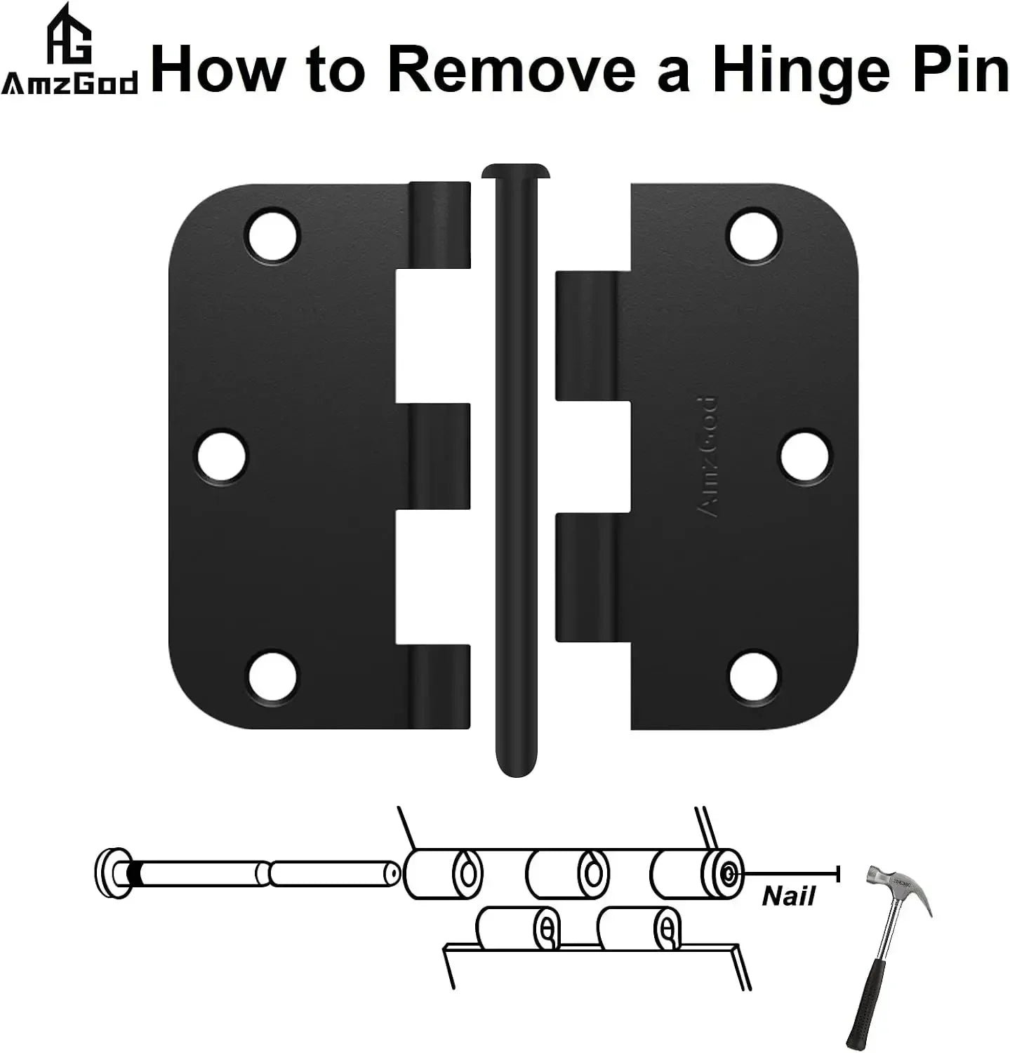 The Ball-Bearing Butt Hinge (Set of 30), 3.5" x 3.5" — Matte Black