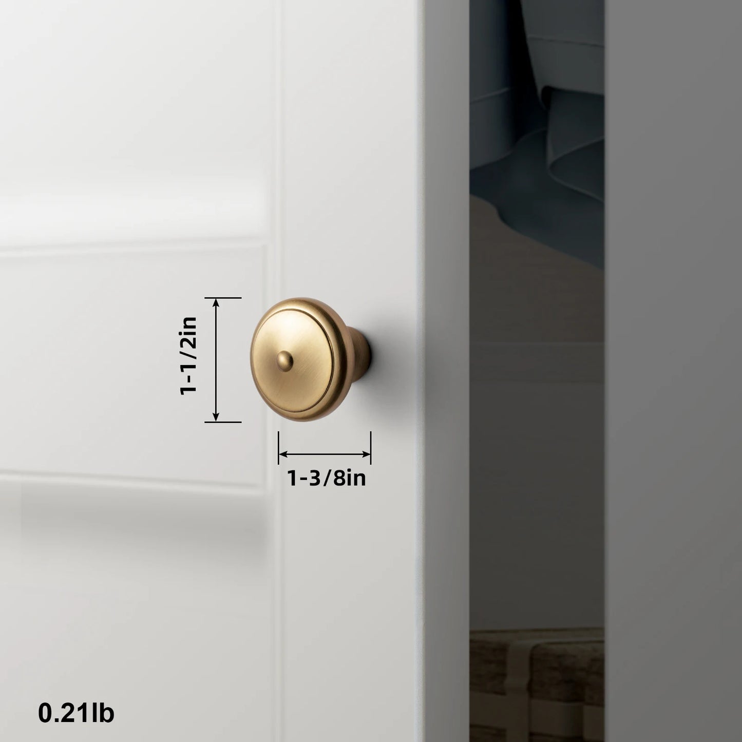 The Center-Button Cabinet Knob (6-Pack) — Brushed Brass