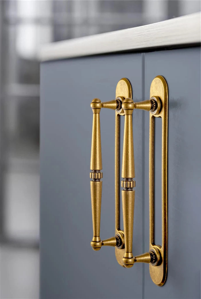 The Vintage Bar Backplate Cabinet Pull (Set of 2) — Brushed Brass