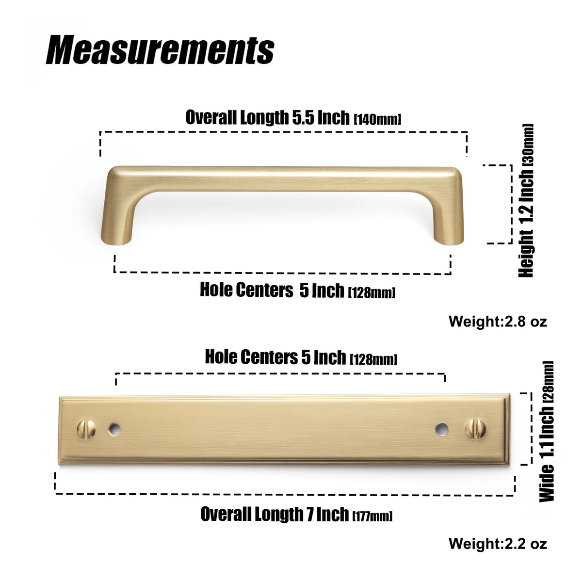 The Long Backplate Cabinet Pull (5") — Brushed Brass
