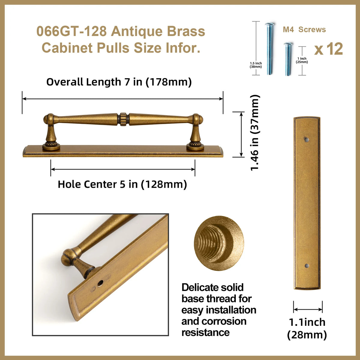 The Long Backplate Cabinet Pull (5") — Brushed Brass