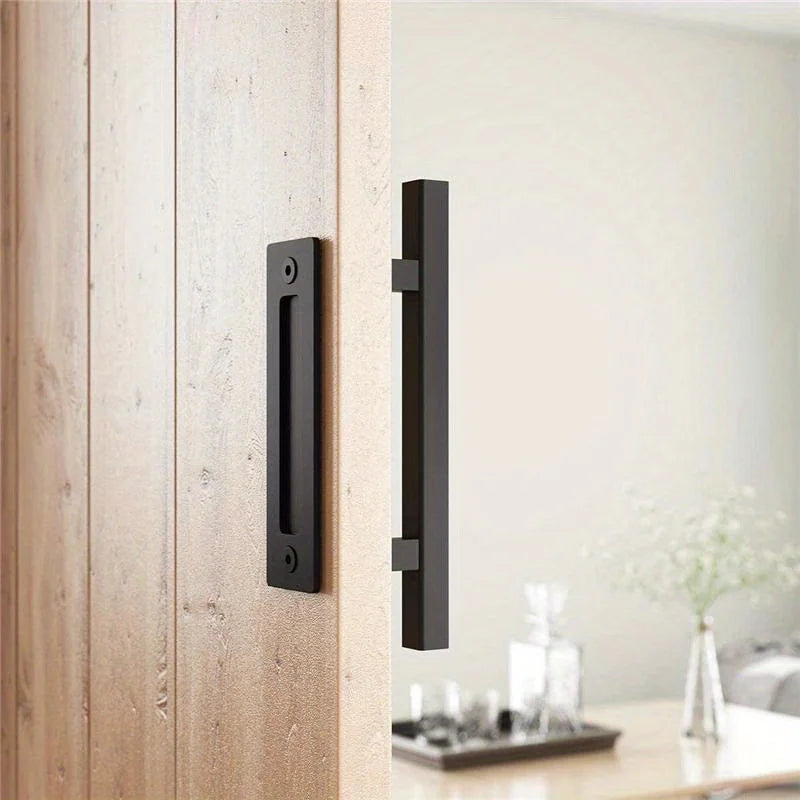 The Flush-Mount Sliding Barn Door Handle — Matte Black